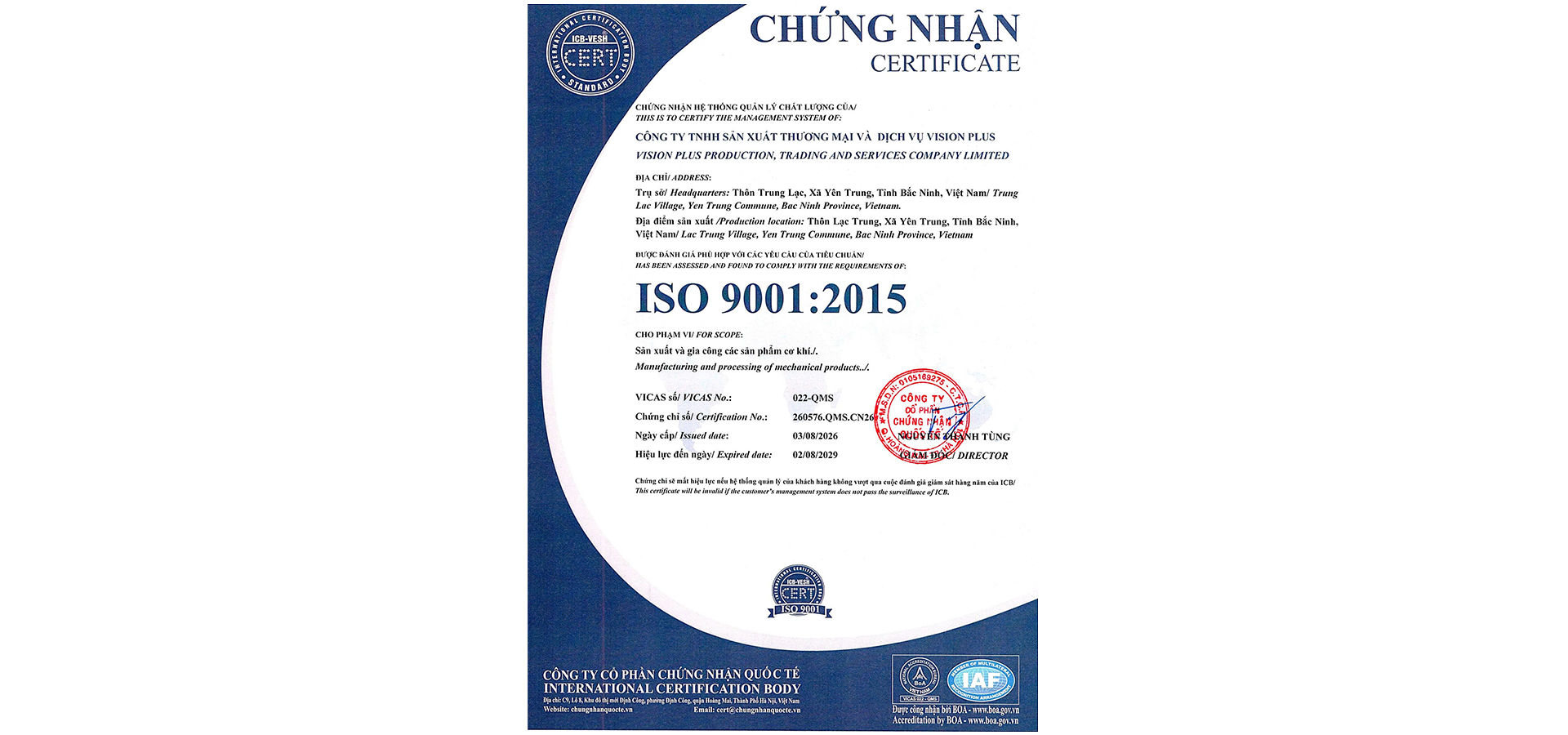 Công Ty TNHH Sản Xuất Thương Mại Và Dịch Vụ Vision Plus
